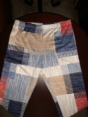 Fashion Patchwork Pattern Stretch Pants/Leggings L NWOT